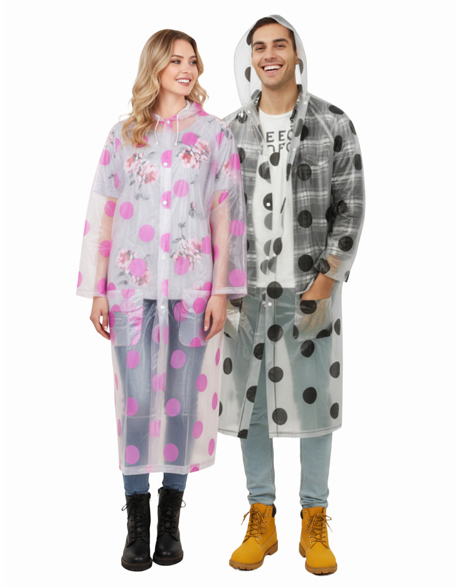 WHOSALE Adult Raincoat OEM Long dot print PVC lightweight outdoor travel finshing,hiking