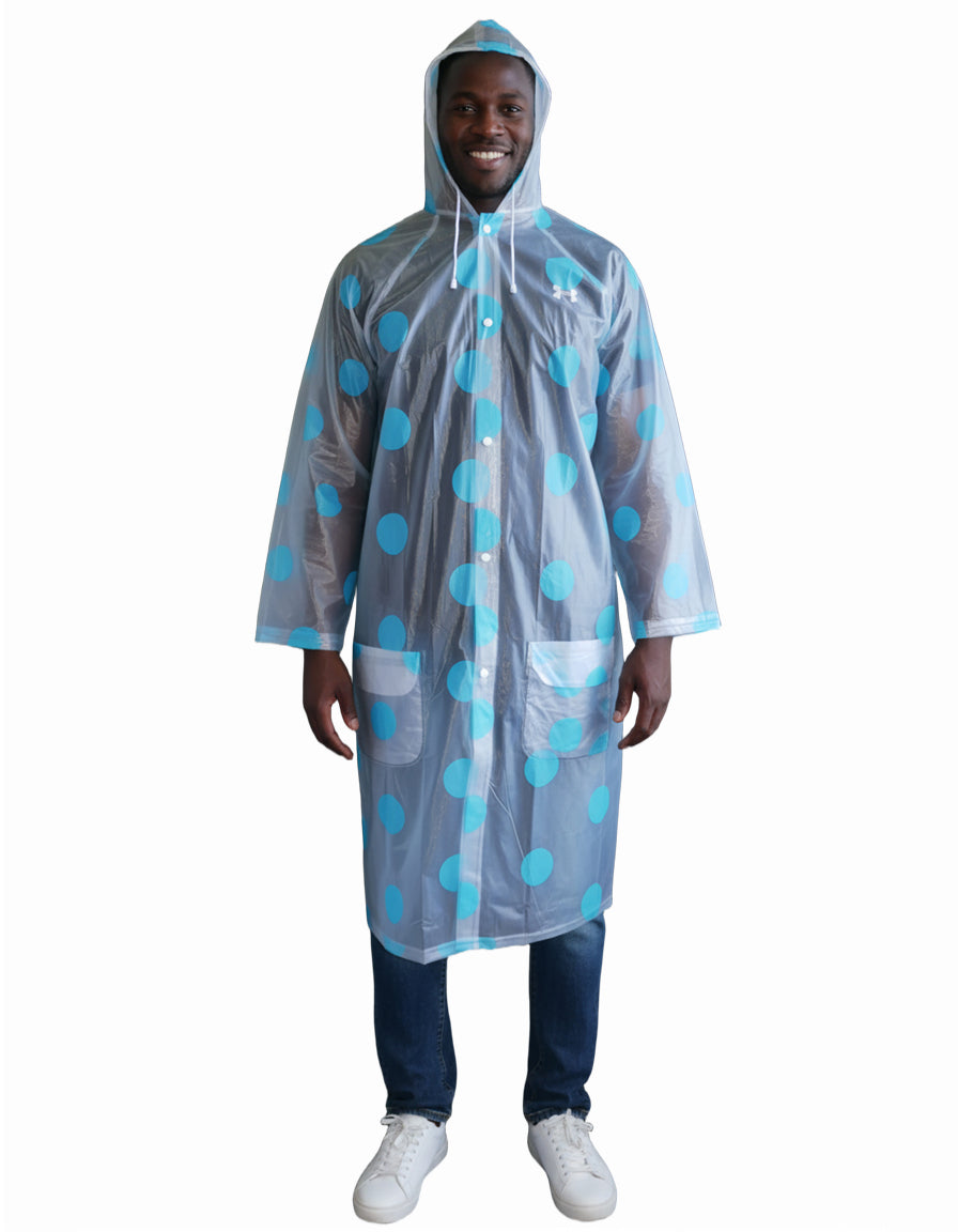 WHOSALE Adult Raincoat OEM Long dot print PVC lightweight outdoor travel finshing,hiking