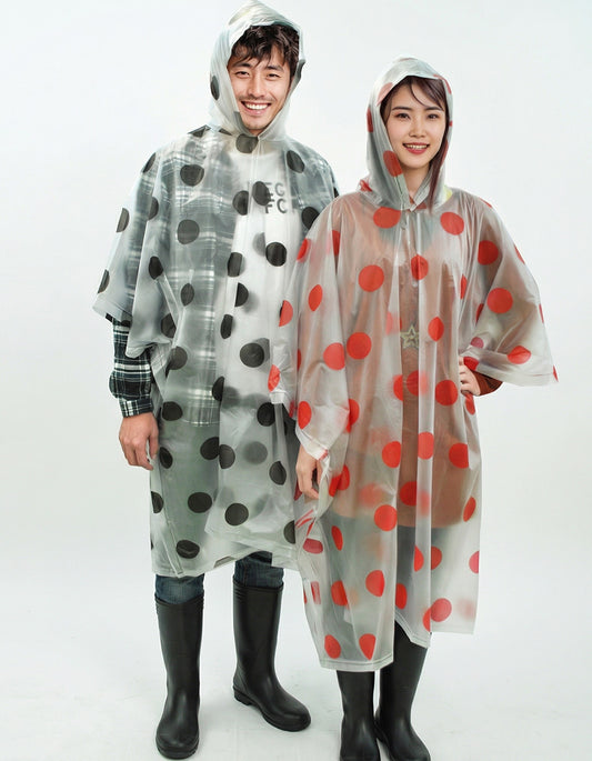 Dot print Rainponcho unisex