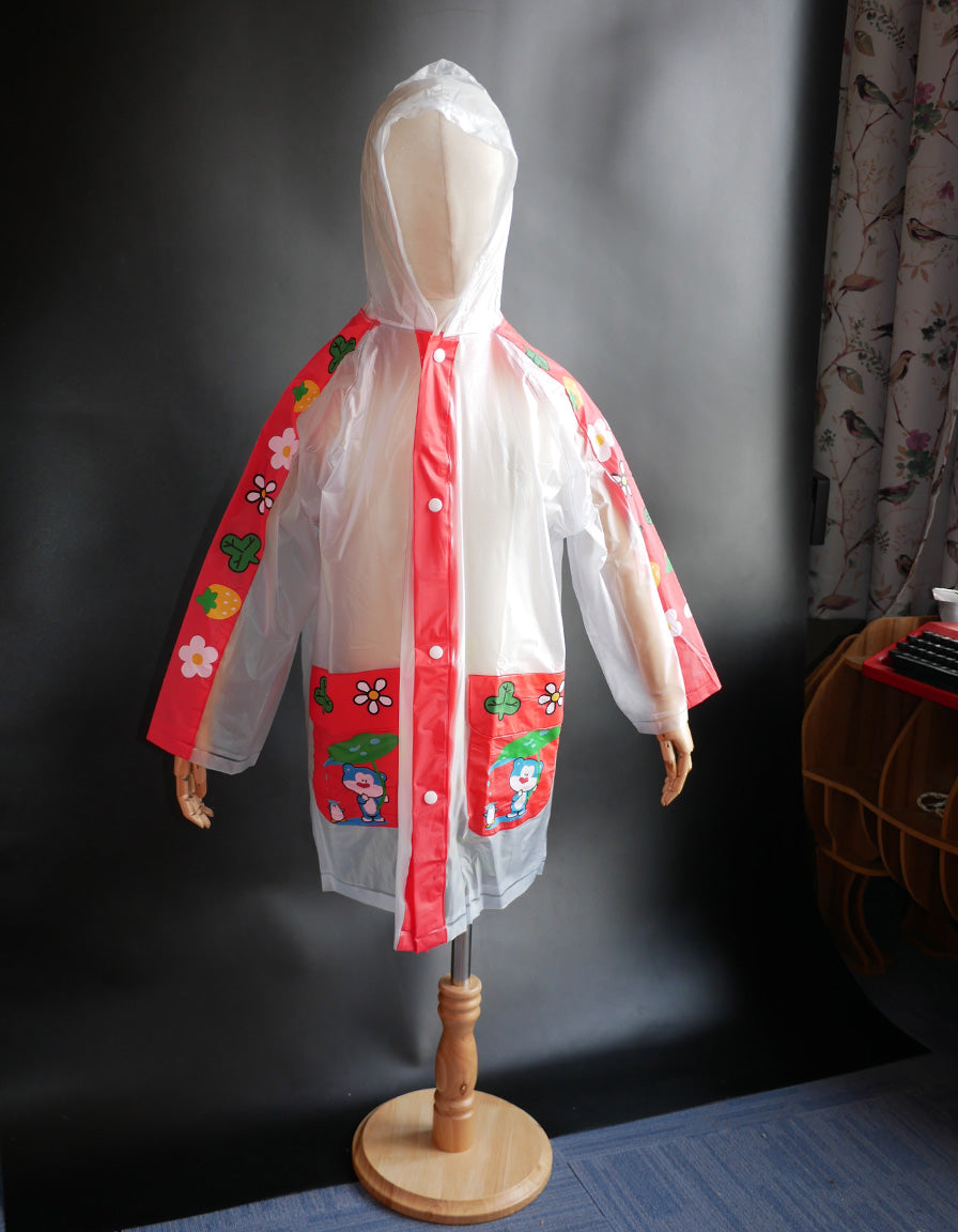 Kids Raincoat frosted white,flowers