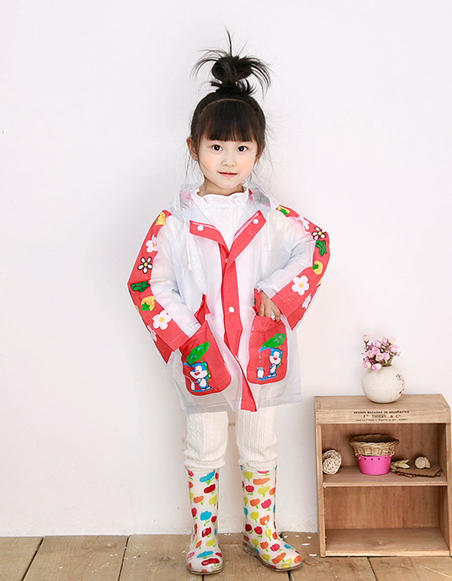Kids Raincoat frosted white,flowers