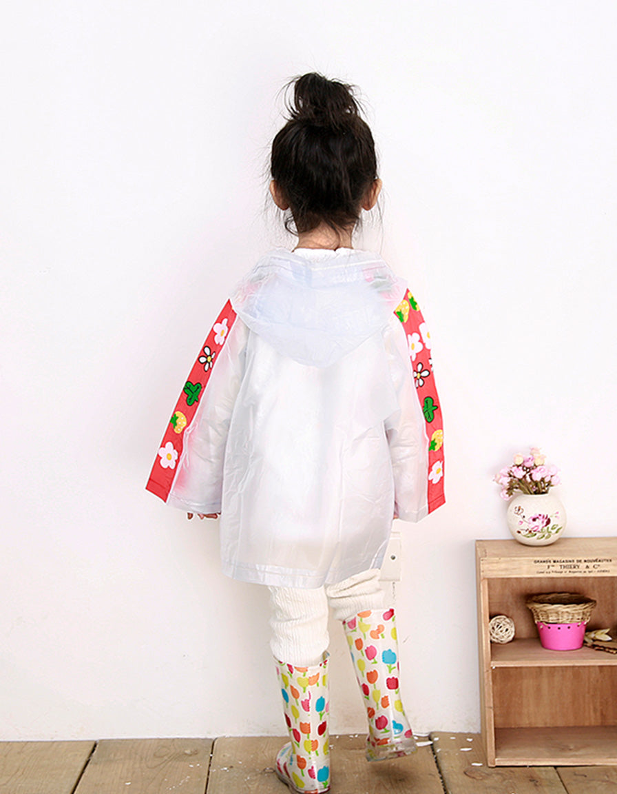 Kids Raincoat frosted white,flowers