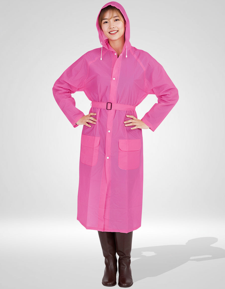 WHOSALE Woman's Raincoat OEM with belt hooded ideal for tour,hiking,daily