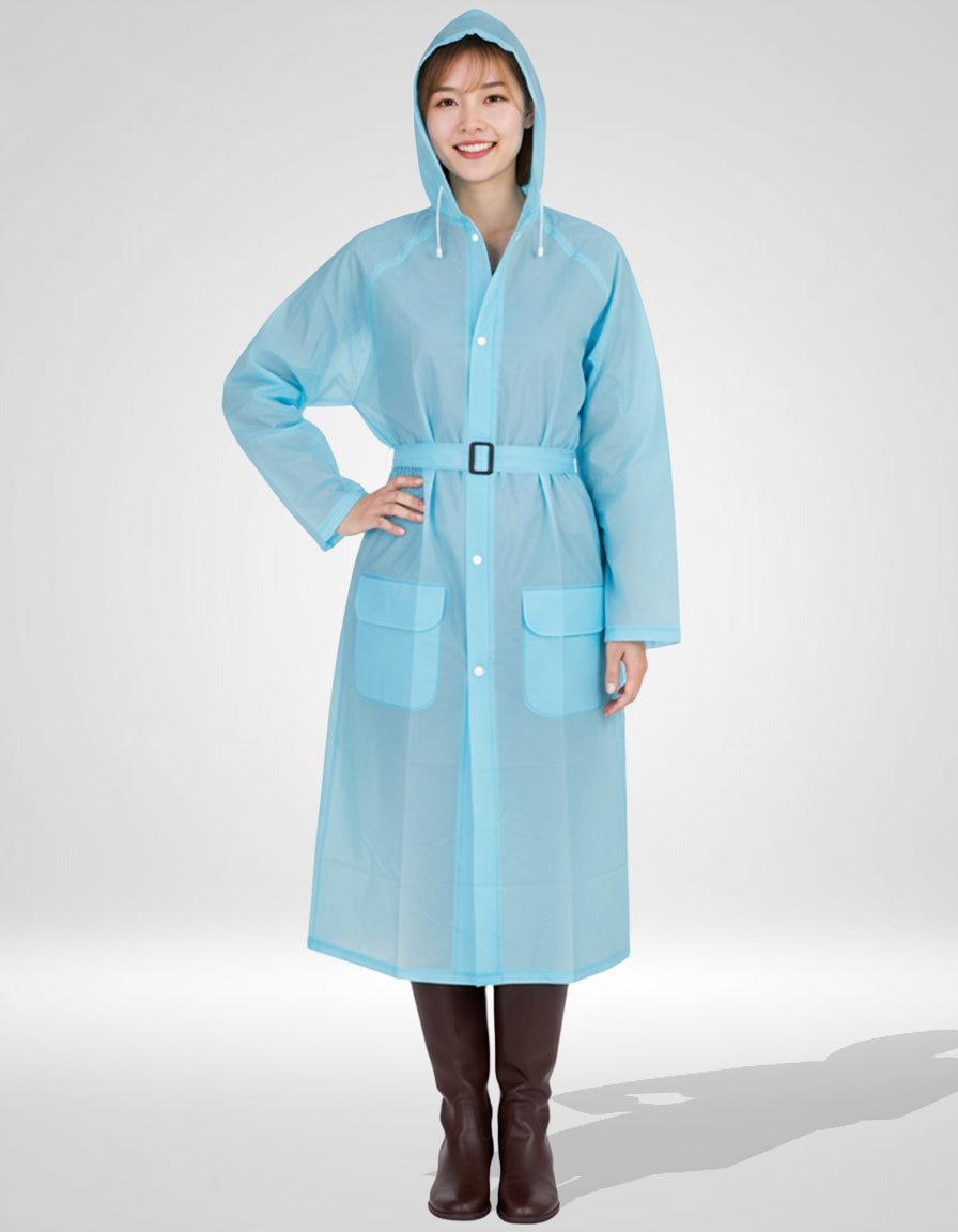 WHOSALE Woman's Raincoat OEM with belt hooded ideal for tour,hiking,daily