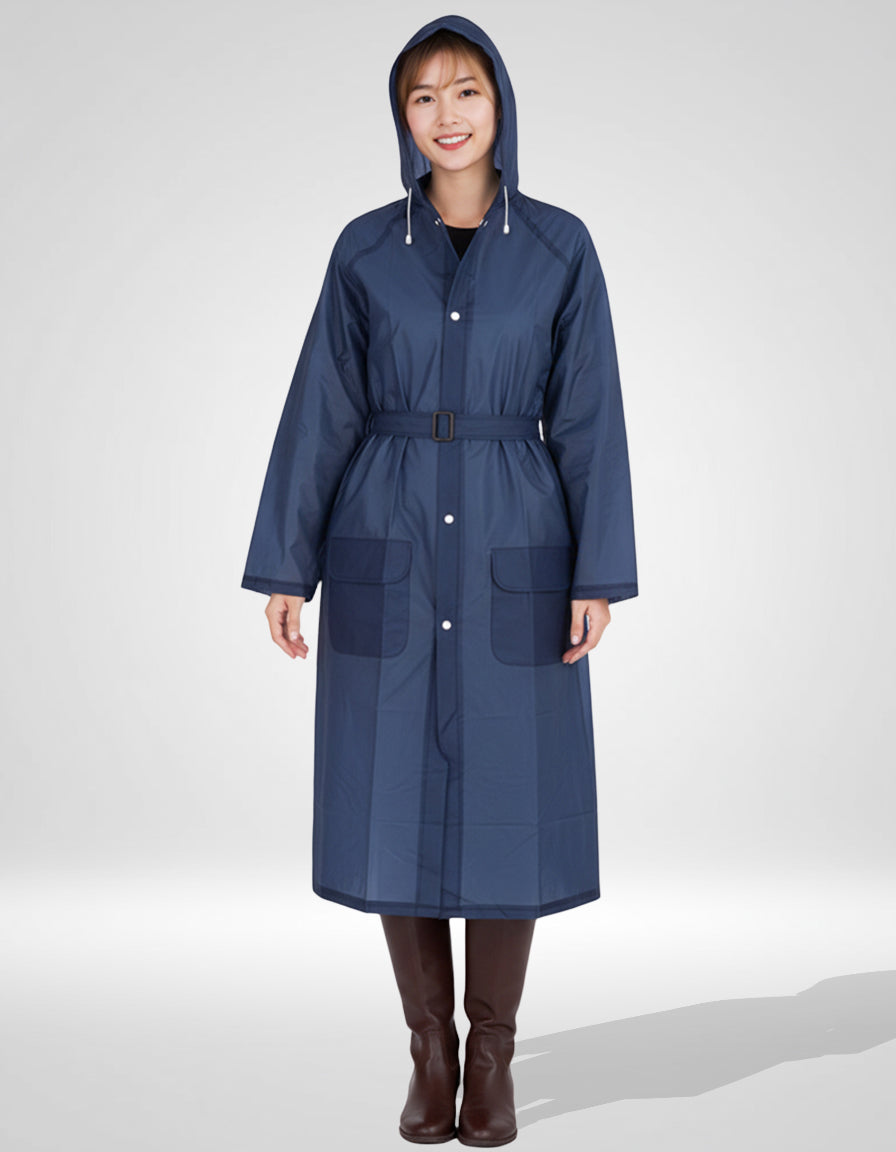 WHOSALE Woman's Raincoat OEM with belt hooded ideal for tour,hiking,daily