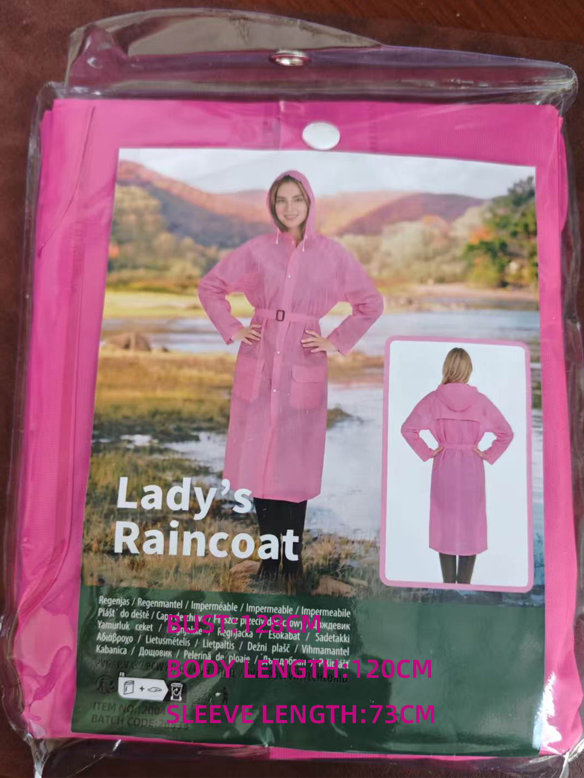 Woman's Raincoat Long PVC plastic waterproo hooded lightweight