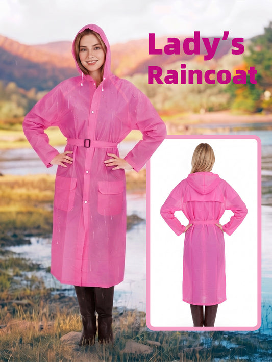 Woman's Raincoat Long PVC plastic waterproo hooded lightweight
