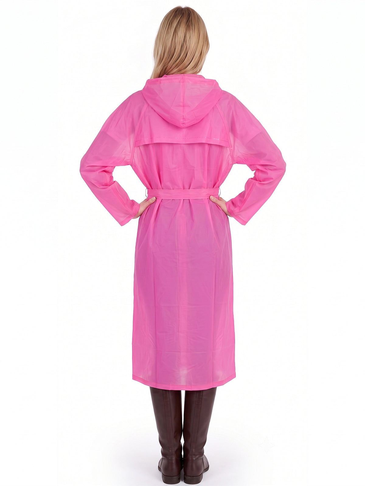 Woman's Raincoat Long PVC plastic waterproo hooded lightweight