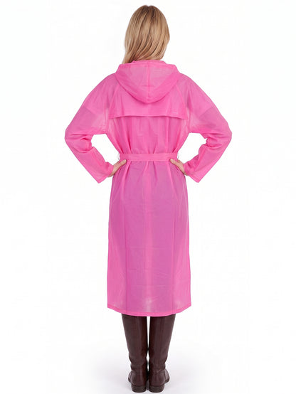 Woman's Raincoat Long PVC plastic waterproo hooded lightweight