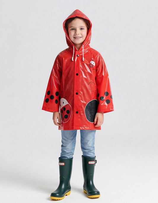 Children's Raincoat animal design shiny PVC lady bug