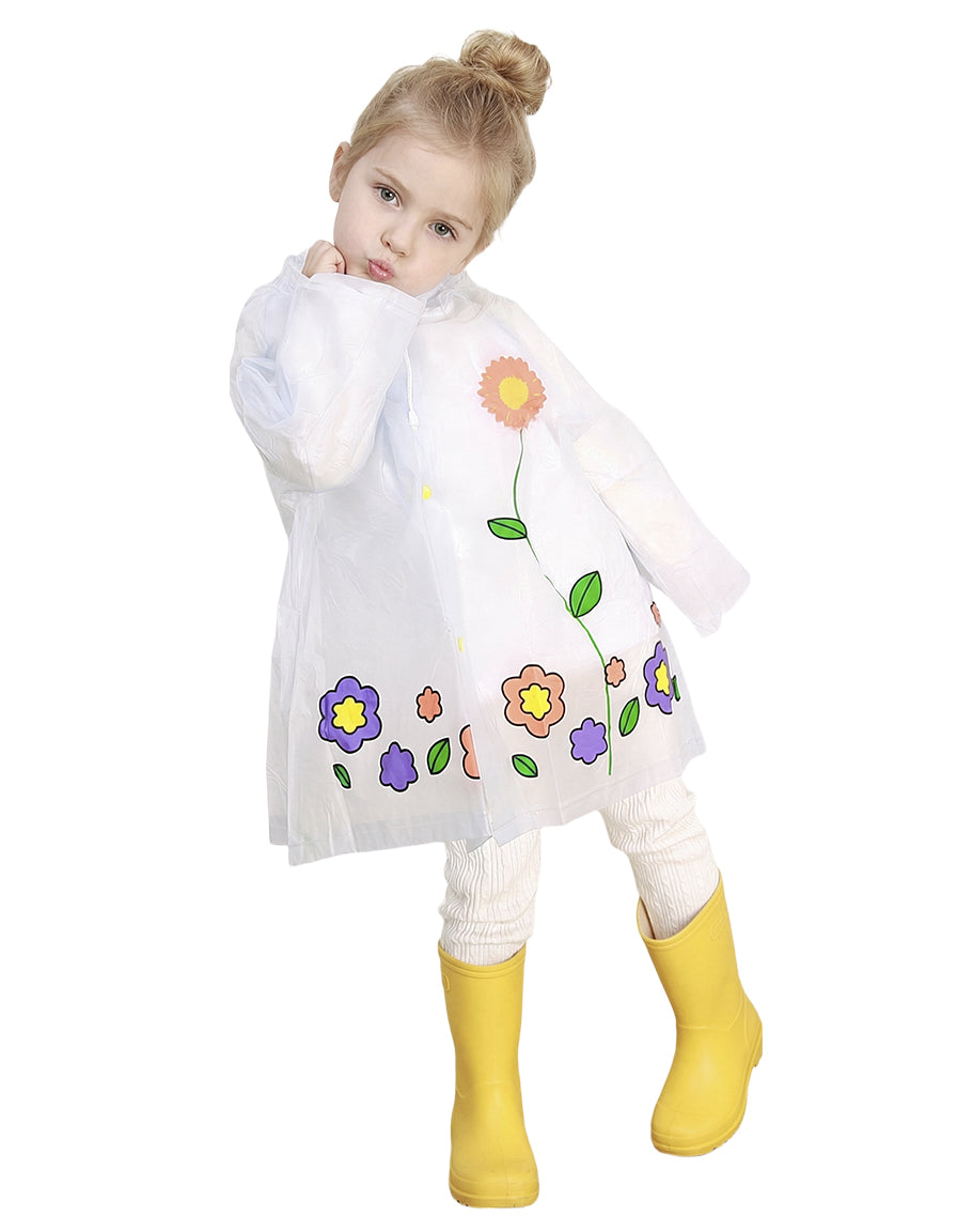 Children's Raincoat frosted white factory whosale PVC waterproof hooded