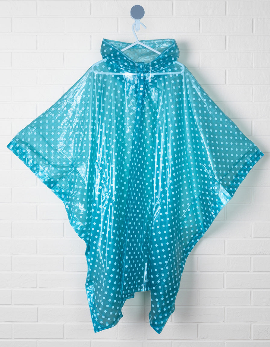 Adult Rainponcho unisex 3 in 1 PVC dot print one size hooded waterproof wholesale OEM&ODM