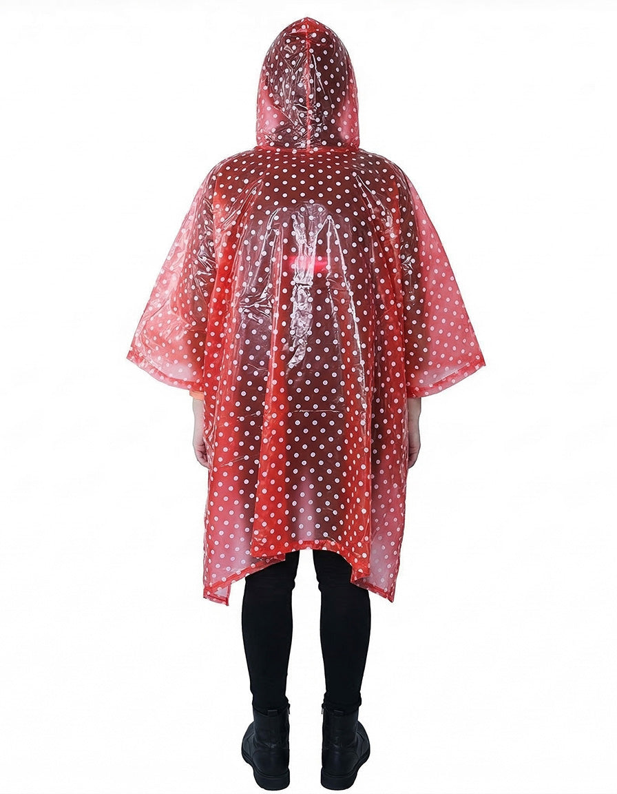 Adult Rainponcho unisex 3 in 1 PVC dot print one size hooded waterproof wholesale OEM&ODM