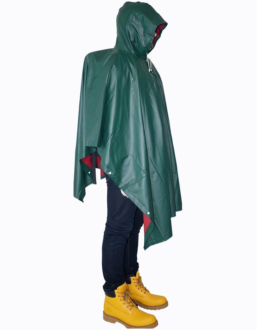 Adult Rainponcho hooded waterproof 3 in 1 PVC ideal for travel fishing WHOLESALE OEM