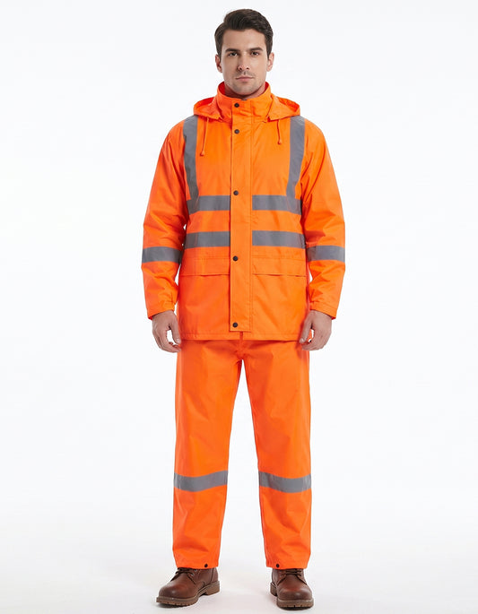 Rainsuit 190T Polyester with PVC coating orange