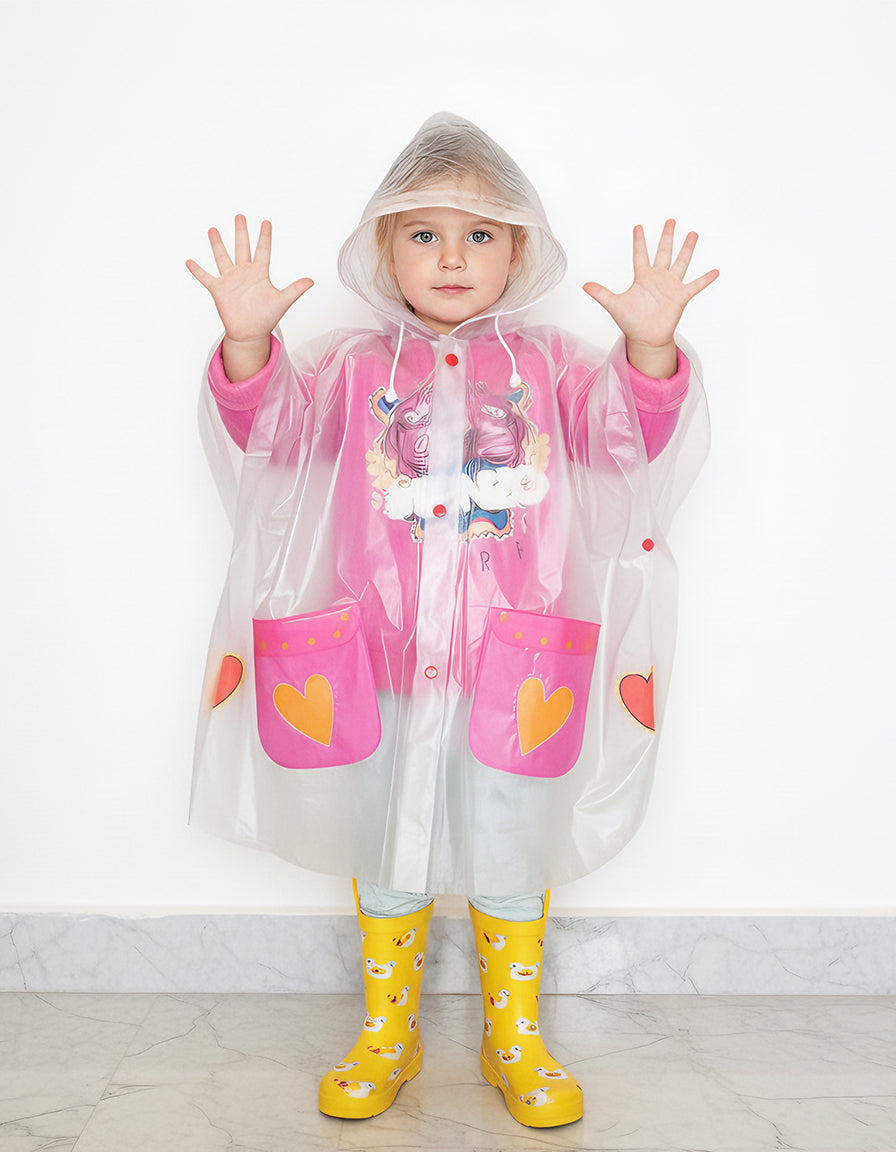 Chidren's Rainponcho frosted white factory whosale B2B PVC material OEM