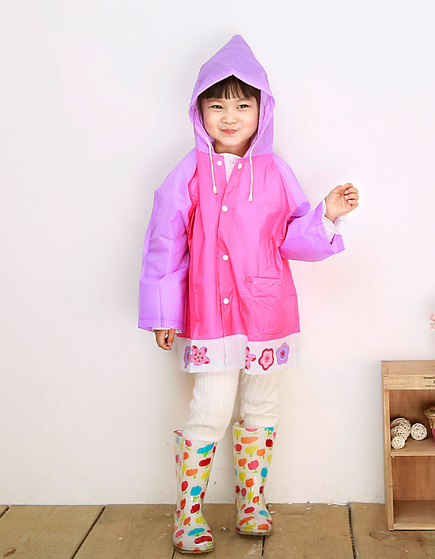 Kids Raincoat purple flowers