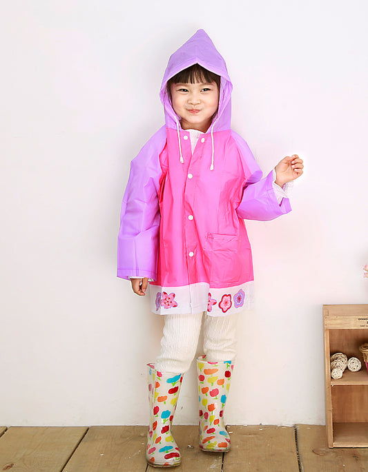 Kids Raincoat purple flowers