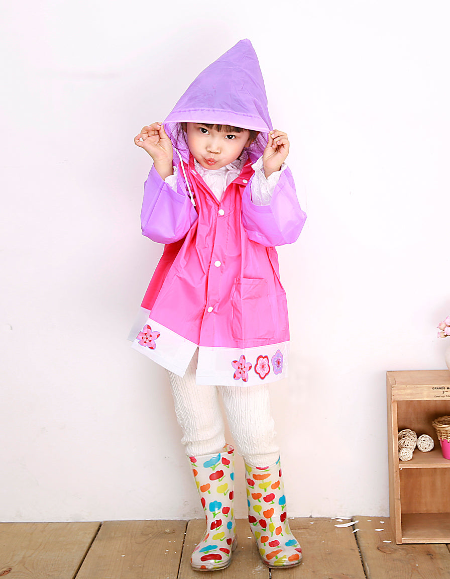Kids Raincoat purple flowers