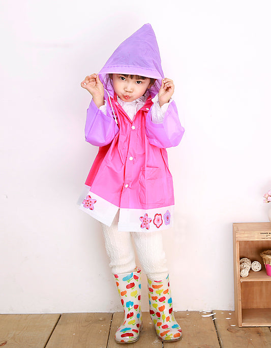Kids Raincoat purple flowers