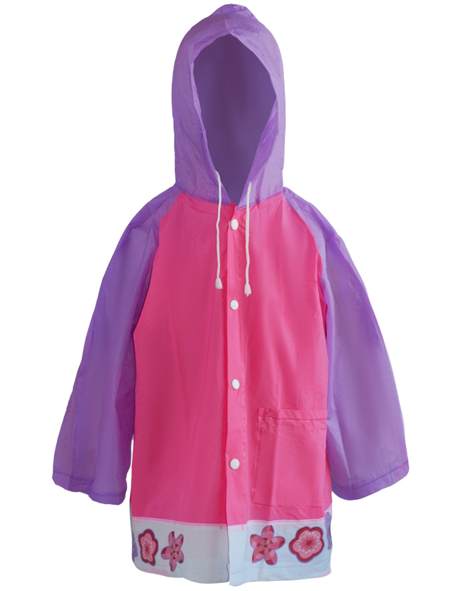 Kids Raincoat purple flowers