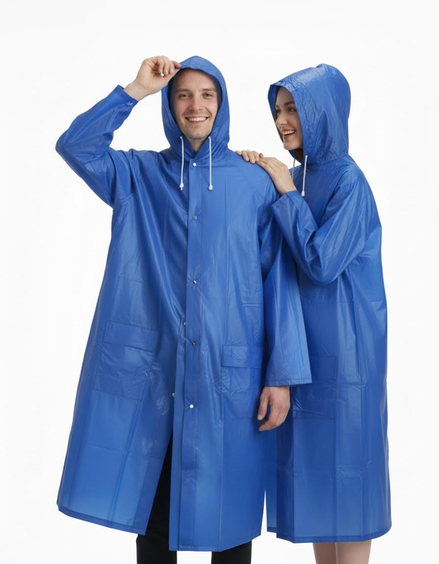 WHOSALE Adult Raincoat Long style,hooded with drawstring,2 pockets with flaps