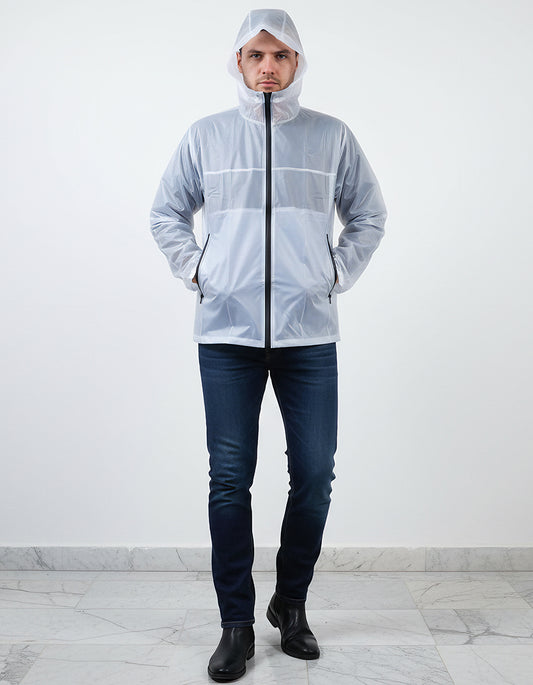 Adult Raincoat middle length frosted white