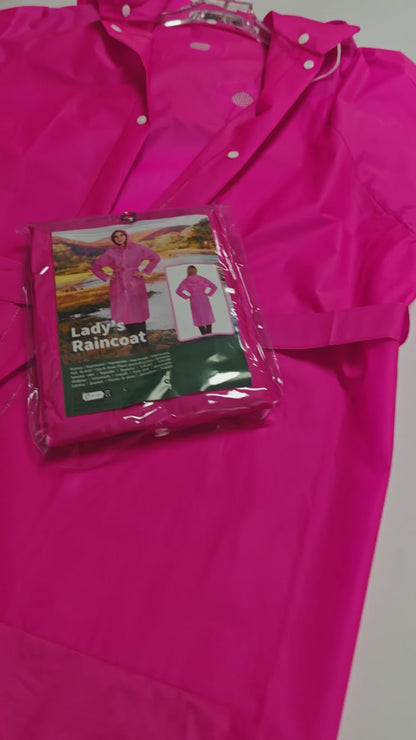 Woman's Raincoat Long PVC plastic waterproo hooded lightweight